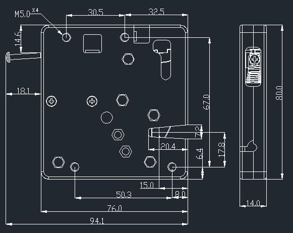 KSJ-888D电控锁cad图