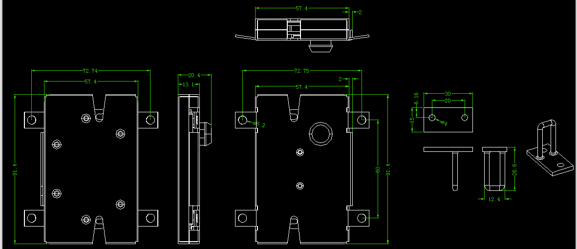 KSJ-M999D双开电磁锁尺寸图